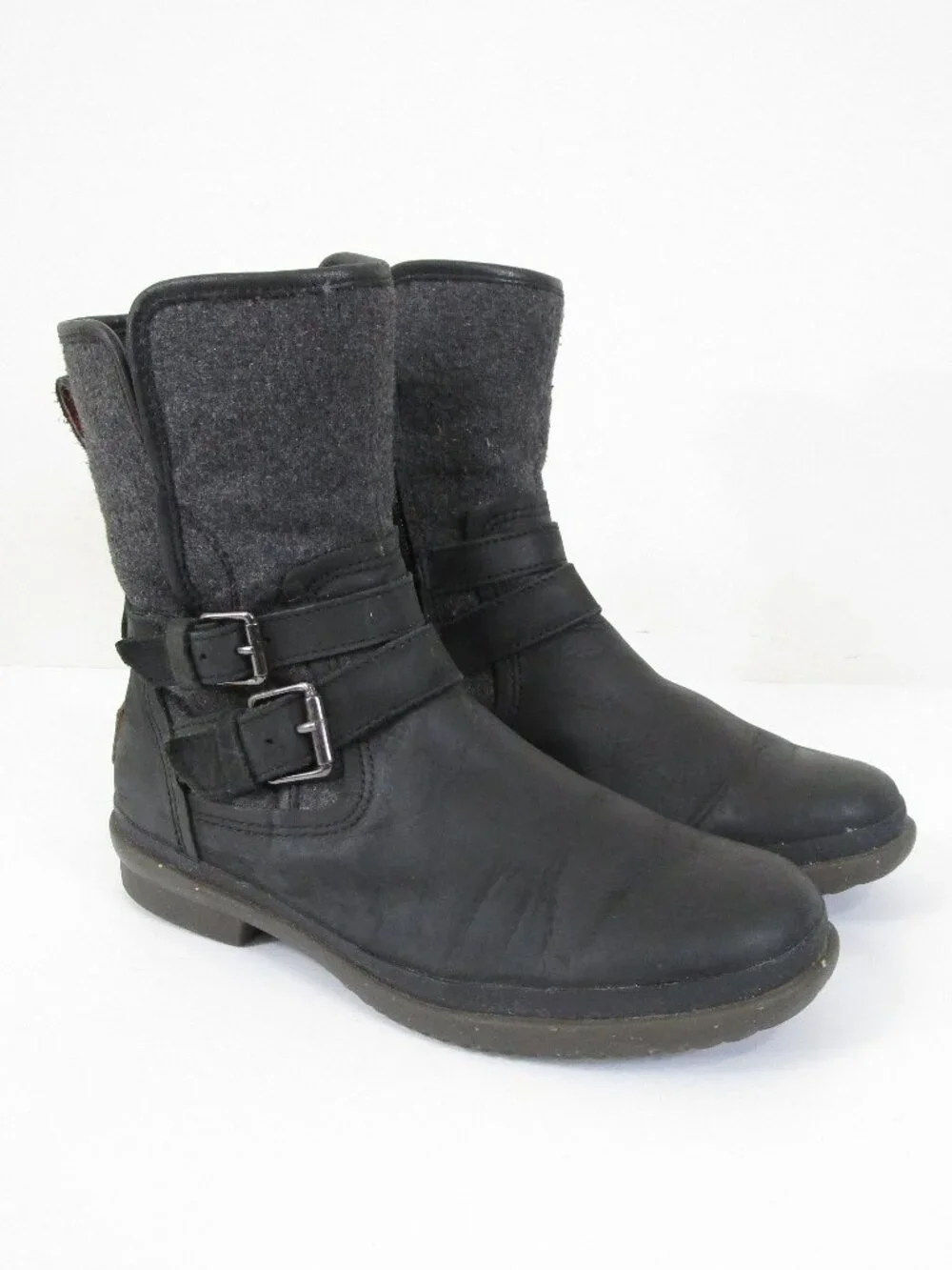 Ugg Womens Waterproof Simmens Black Leather Mid Calf Zip Up Boots Size 6.5